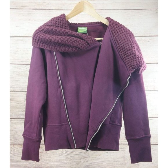 Women Warm Inclined Zipper Sweatshirt Hoodie High Neck Pocketed Jacket Outwear S - Picture 6 of 12